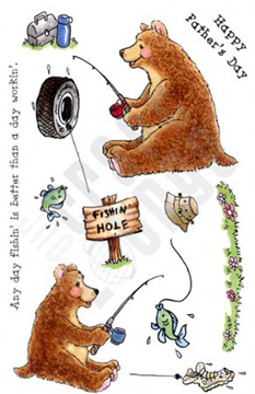 Our Craft Lounge - Crafty Clear Stamps - Bear-ly Fishing