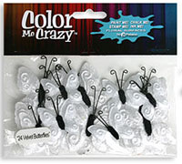 Petaloo - Color Me Crazy Velvet Butterflies - White